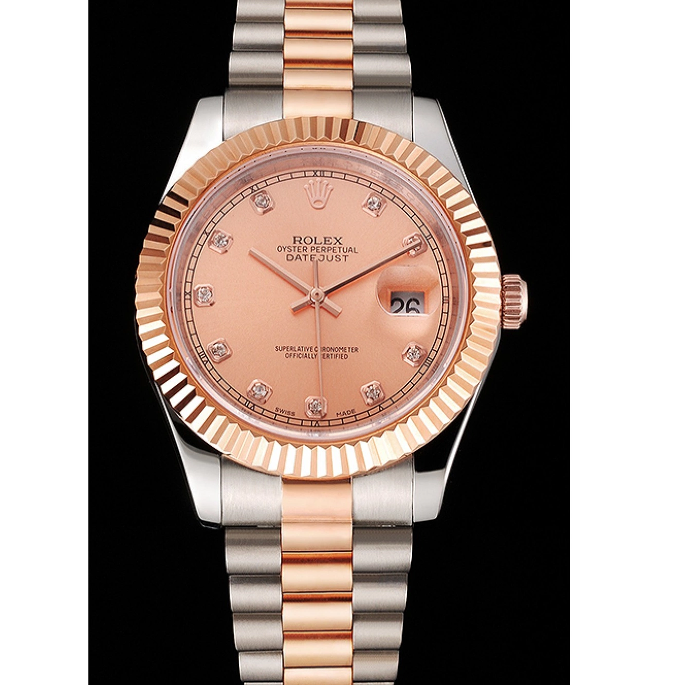 Aaa replica watch Swiss Stainless Tone Two Steel And Bezel Rolex Case Gold Dial Bracelet Rose Datejust 0722